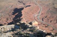 Looking down the escarpment at the road below Hwy 261 Somewhere north of Mexican Hat and south of arches national monument
