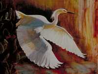 painting of an egret by R. W. Scott